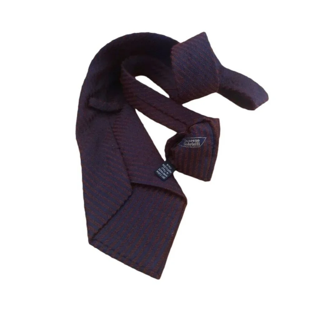 NAZARENO GABRIELLI Blue/Brown Striped Silk Tie ITALY 59